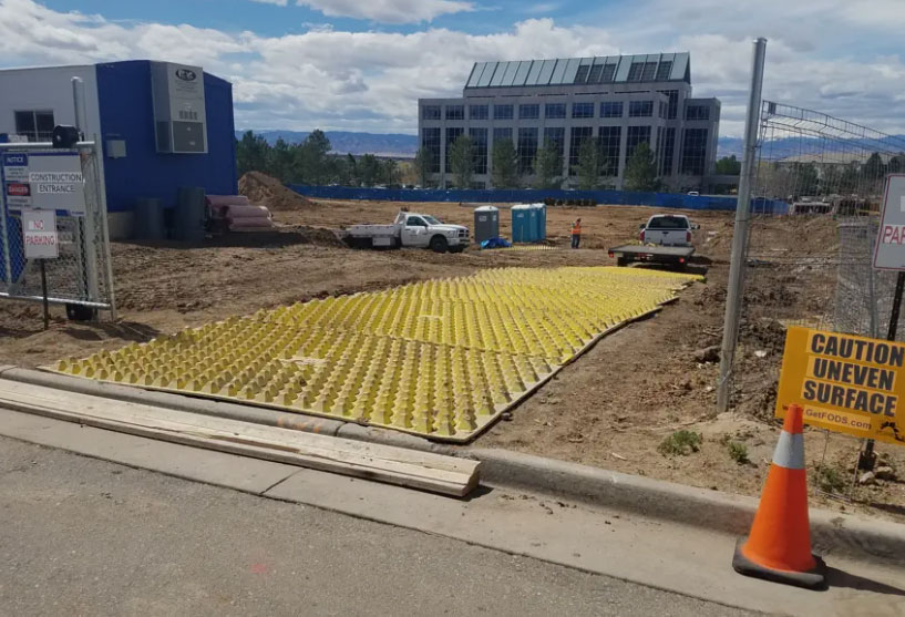 Trackout control mats on a job site 1