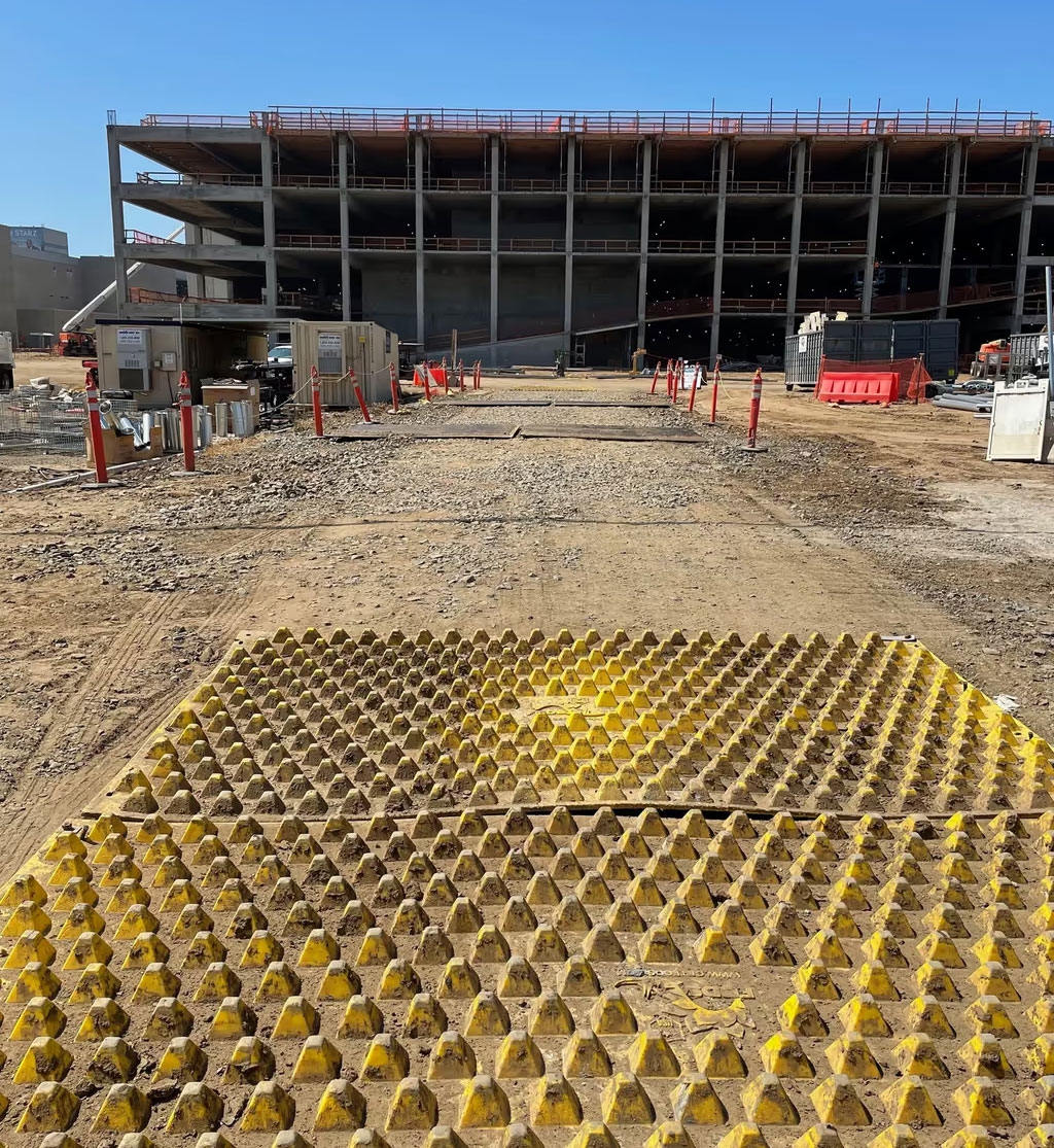 Trackout control mats on a job site 4