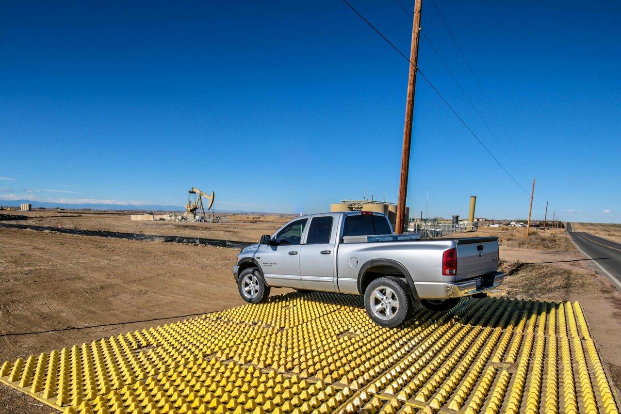 Trackout control mats on a job site 9