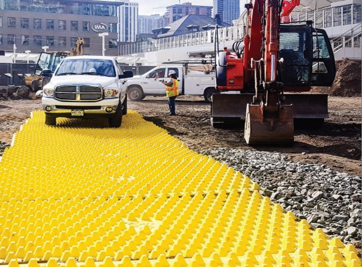Trackout control mats on a job site 14