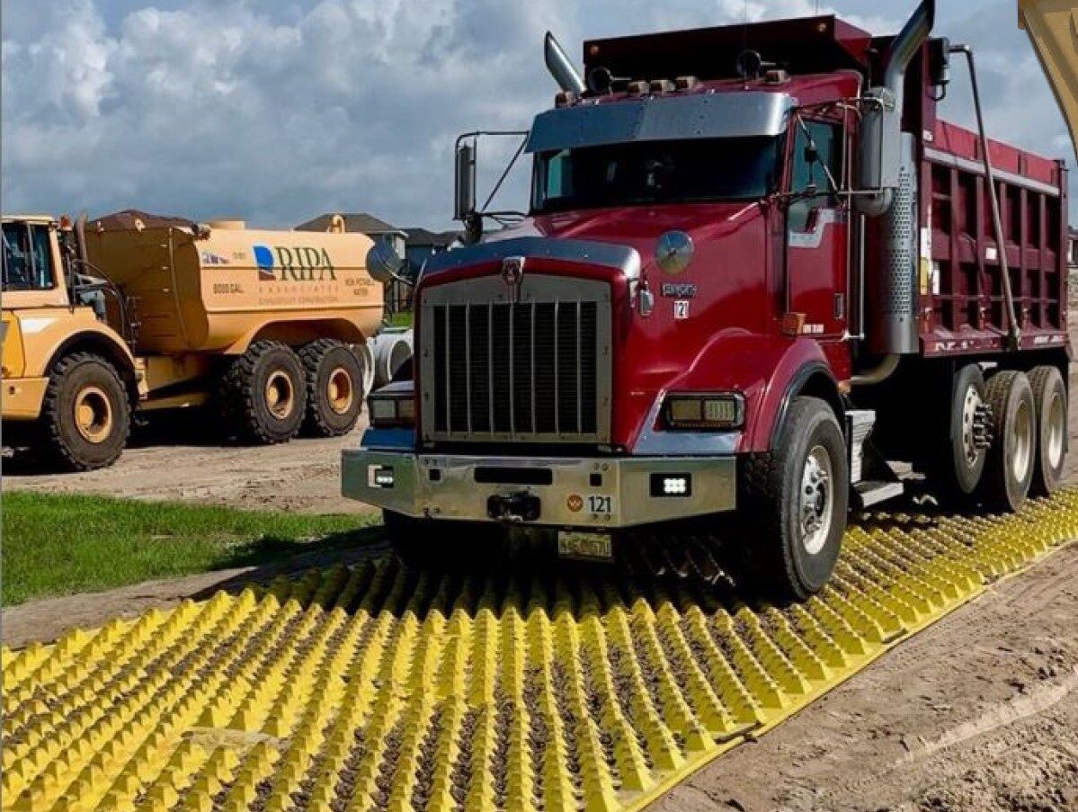 Trackout control mats on a job site 15