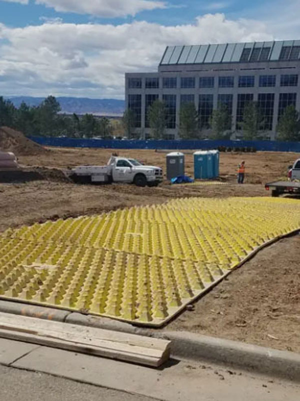 Trackout mats at a job site entrance